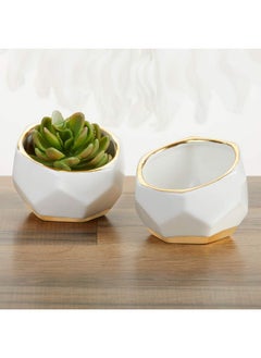 Kate Aspen Kate Aspen 23216NA Geometric Ceramic Planters Decorative Bowls (Set of 2) Trinket Dish, Home, Room, Desk, Table Décor, One Size, White  - Image 2