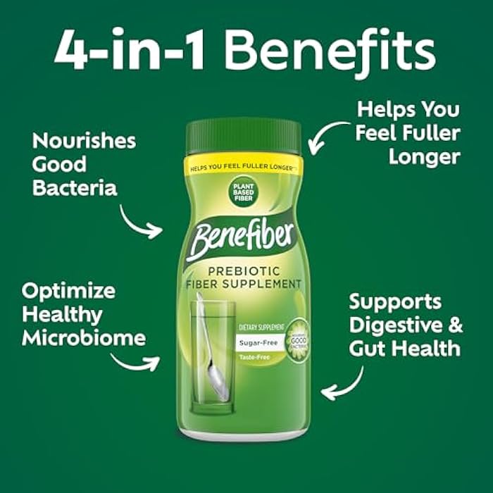 Benefiber Daily Prebiotic Fiber Supplement Powder for Digestive Health, Daily Fiber Powder, Unflavored - 62 Servings (8.7 Ounces) - Image 2