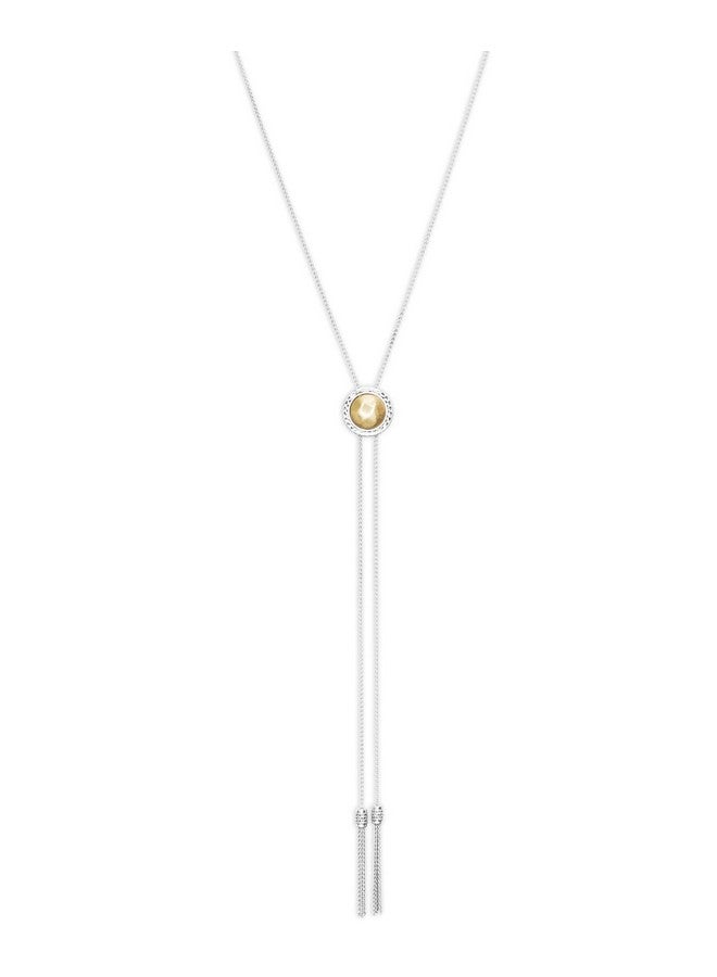 LUCKY BRAND Twotone Hematitepavé & Chain Tassel Reversible Lariat Necklace 33 + 2 Extender - Image 1