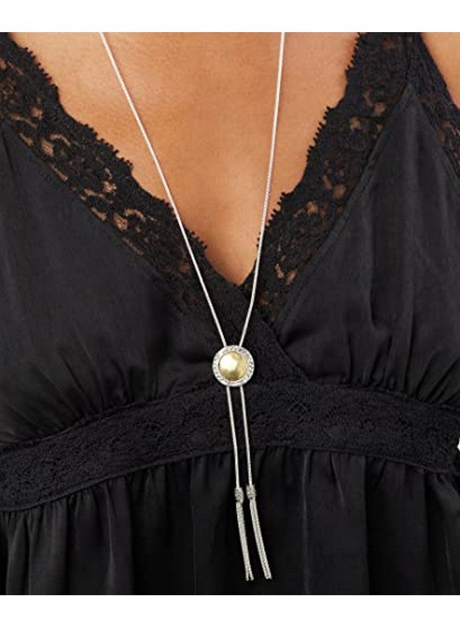 LUCKY BRAND Twotone Hematitepavé & Chain Tassel Reversible Lariat Necklace 33 + 2 Extender - Image 3