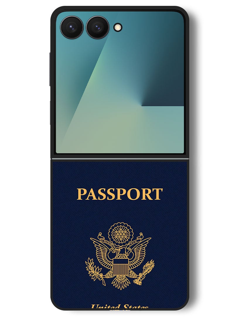 Theodor Case Compatible with Samsung Galaxy Z Flip 7 - 6.9 Inch Protection Shockproof Bumper Cover Usa Passport - Image 1