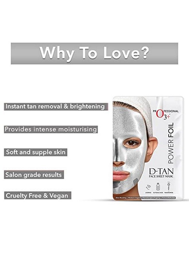 O3+ Power Foil Dtan Face Sheet Mask For Skin Brightening Face Mask For Glowing Skintan Removal Oil Control Acne & Fairness For Women & Men 30Gm  - Image 3