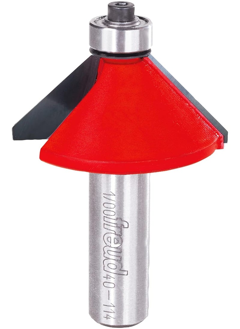 freud Freud Chamfer Bit with Perma-Shield Coating for Multiple-Sided Projects, Joinery, and Easing Edges- 2 Cutters, 16000 RPM, 45° Angle, 1-5/8" Dia., 2-9/16" Length - 40-114  - Image 1