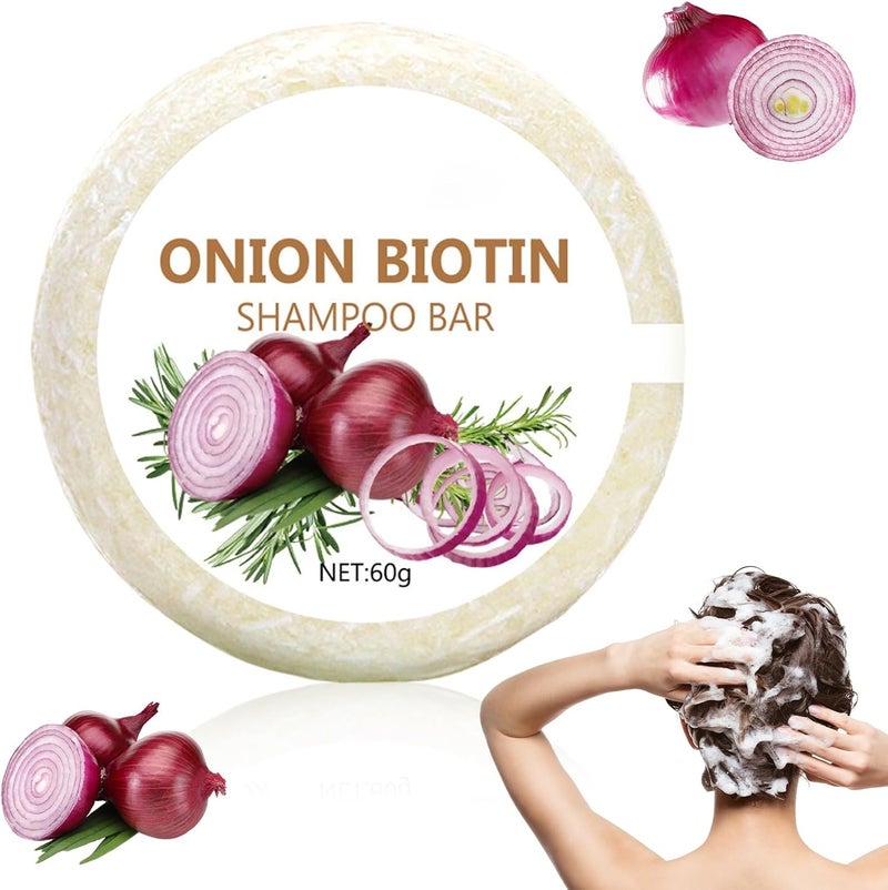 Onion Biotin Shampoo Bar Onion Rosemary Shampoo Bar for Hair Growth Onions Rosemary Soap for Reduce Hair Loss and Breakage Strengthening Hairs Improving Scalp Deep Cleansing Moisturizing