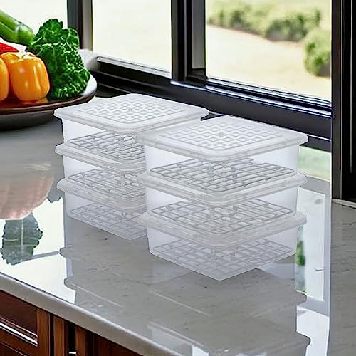 Homeor Plastic Multi-Purpose Food Storage Container With Removable Drain Plate And Lid,Stack-Able Freezer Storage Containers To Keep Fresh For Vegetables,Fruits,Fish,Meat,Transparent,2500 Ml Set Of 6 - Image 5