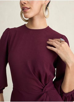 Femmella Knot Detail Wrap Front Knee Length Dress by Styli  - Image 3