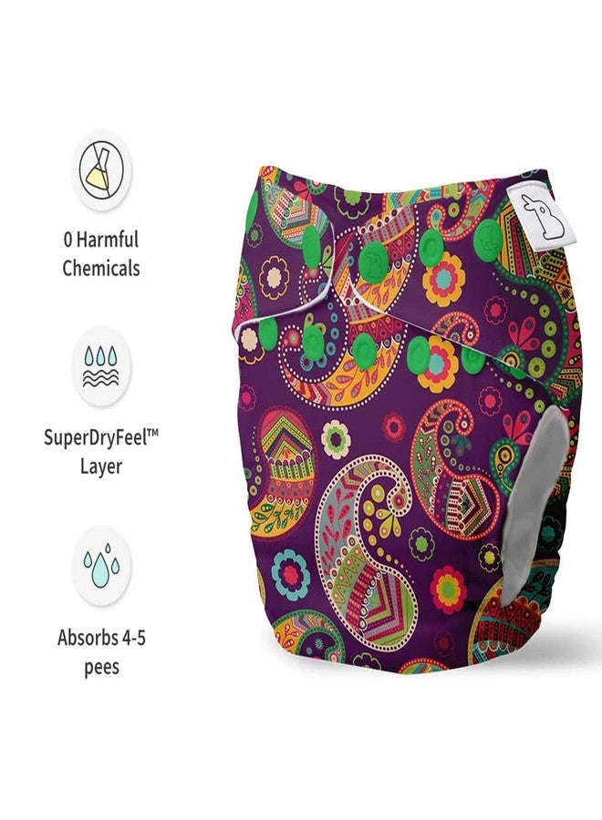 SuperBottoms Cloth Diapers for babies - Cloth Diaper Combo Pack of 2 Freesize UNO- New Version| Reusable Cloth Diapers for babies 3M to 3Y | With 2 organic cotton inserts/pads - Image 2