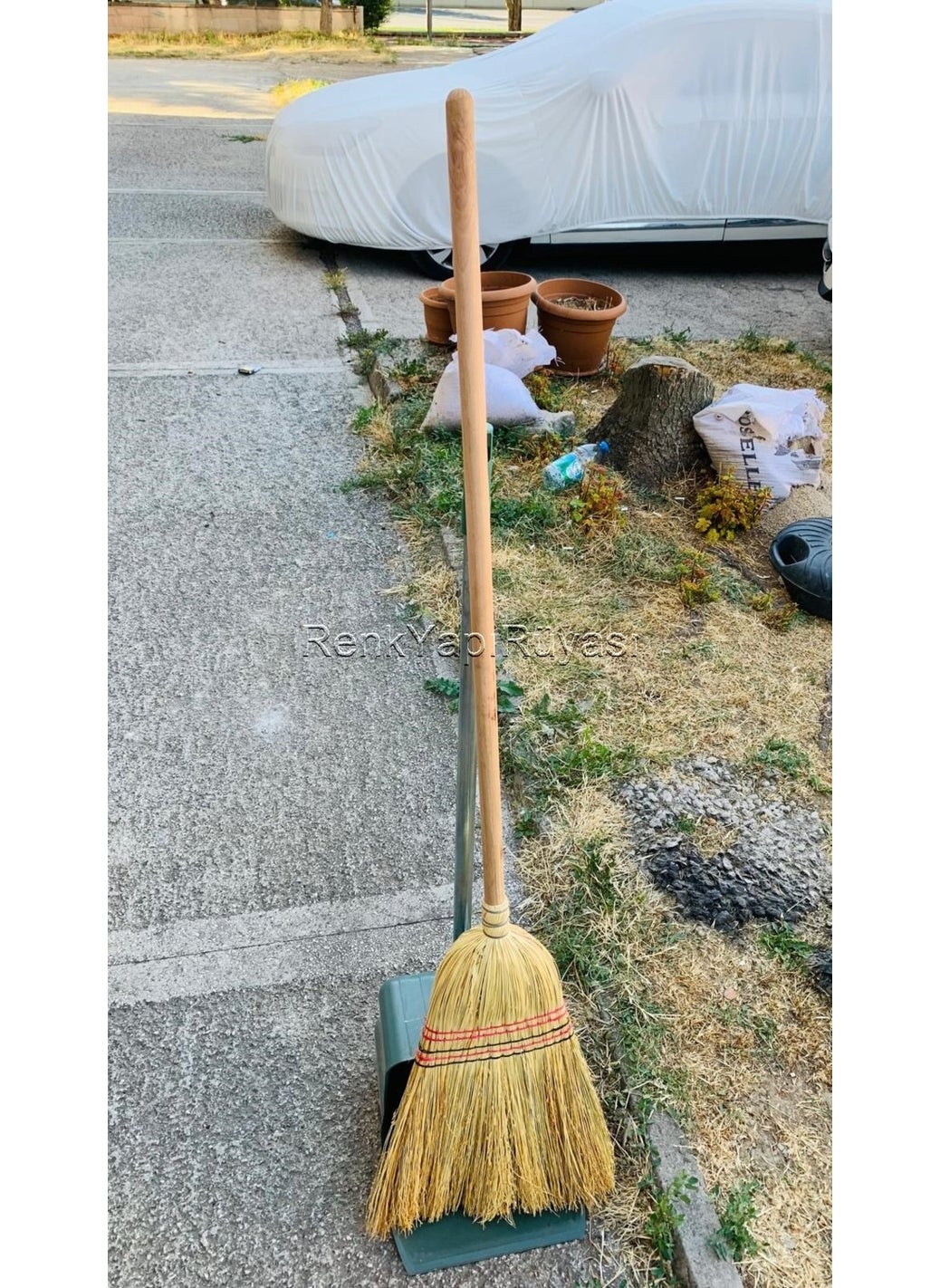 Renk Yapı Rüyası Industrial Large Chamber Street Garden Garbage Dustpan with Aluminum Handle, Garbage Broom, Bush Broom  - Image 3