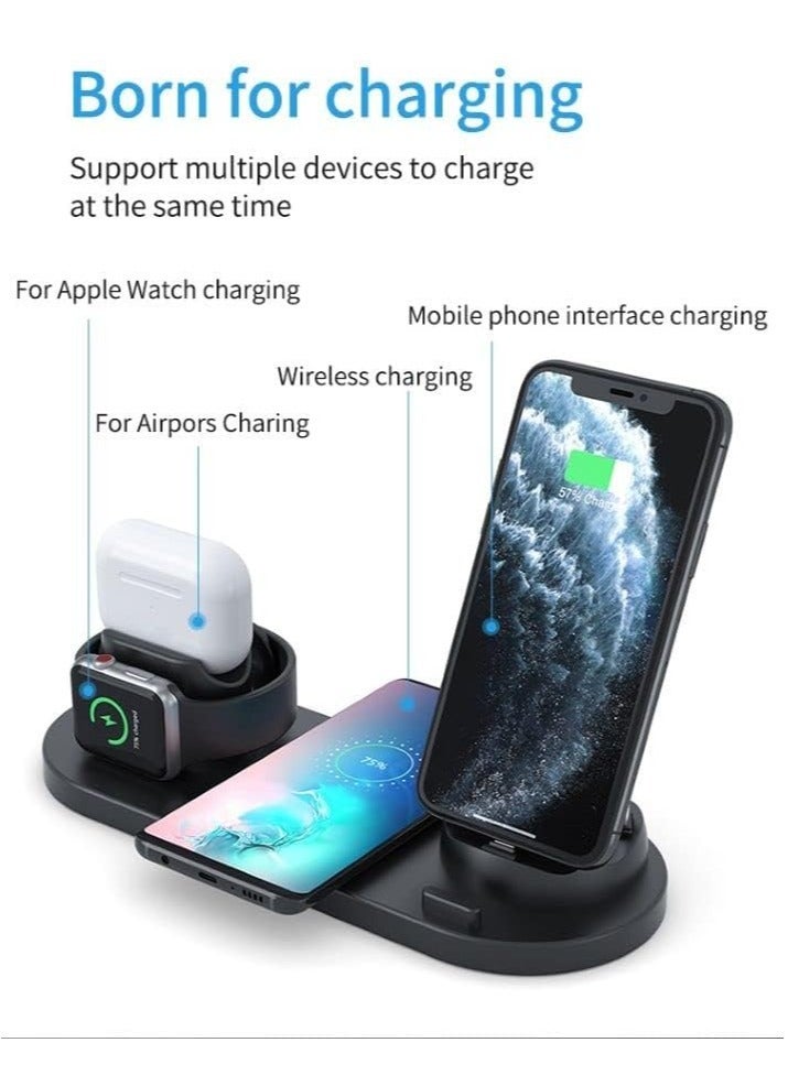 ELTRAZONE Wireless Phone Charger 6 in 1 Multi-Functional Dock (Black) - Image 2