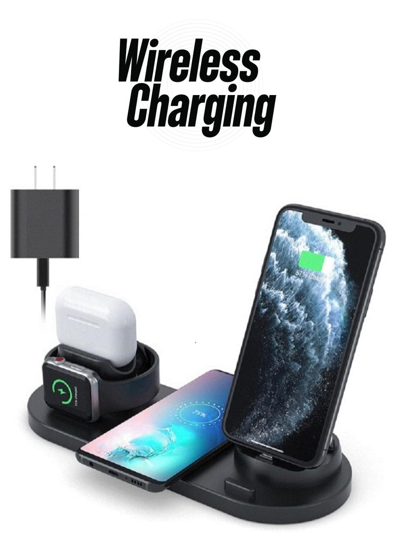ELTRAZONE Wireless Phone Charger 6 in 1 Multi-Functional Dock (Black) - Image 1