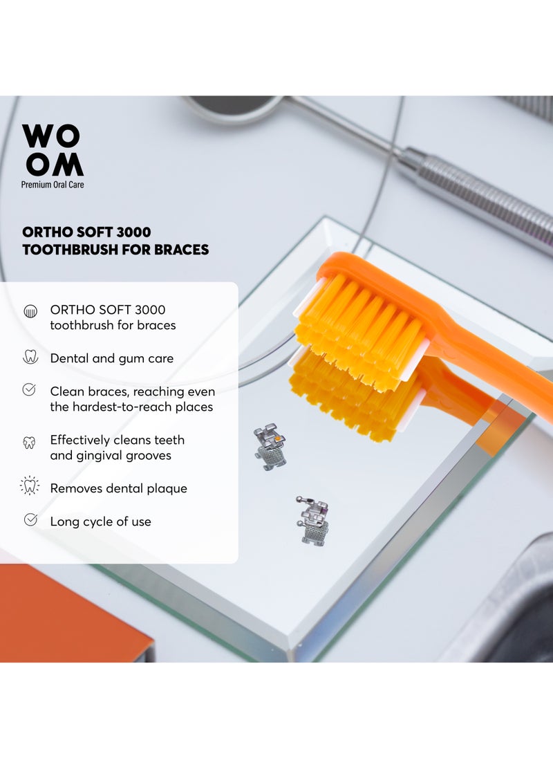 Toothbrush WOOM ORTHO Soft 3000 for Cleaning Braces, Implants, Bridges