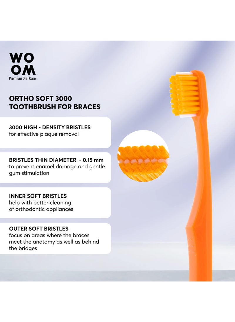 Toothbrush WOOM ORTHO Soft 3000 for Cleaning Braces, Implants, Bridges