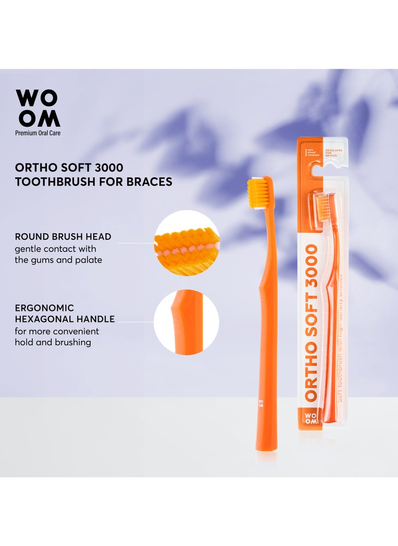 Toothbrush WOOM ORTHO Soft 3000 for Cleaning Braces, Implants, Bridges