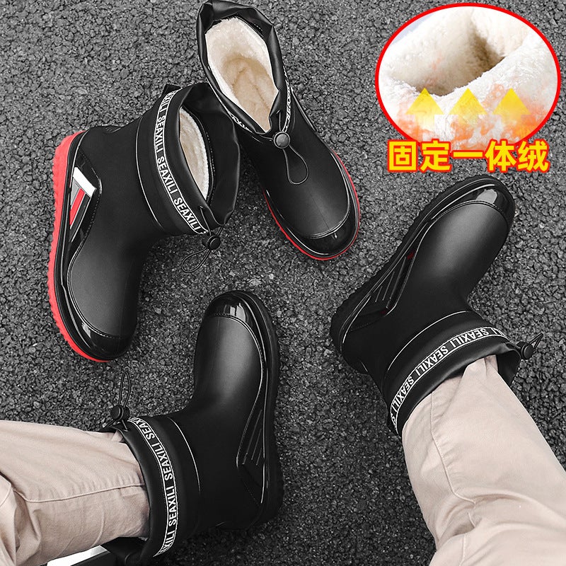 High-Quality Fashionable Mid-Calf Rain Boots For Men And Women, New Style With Drawstring, Non-Slip Waterproof Shoes, Lightweight Work Overshoes, Rubber Shoes - Image 3
