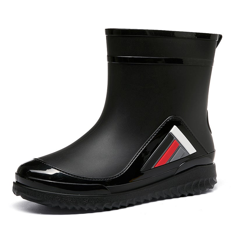 High-Quality Fashionable Mid-Calf Rain Boots For Men And Women, New Style With Drawstring, Non-Slip Waterproof Shoes, Lightweight Work Overshoes, Rubber Shoes - Image 1