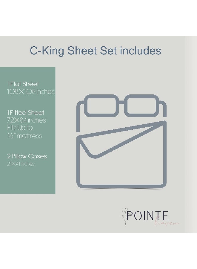 Pointehaven Pointehaven Flannel Deep Pocket Set with Oversized Flat Sheet California King Sylvan  - Image 3