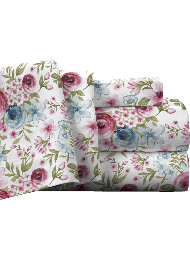 Pointehaven Pointehaven Flannel Deep Pocket Set with Oversized Flat Sheet California King Sylvan  - Image 5