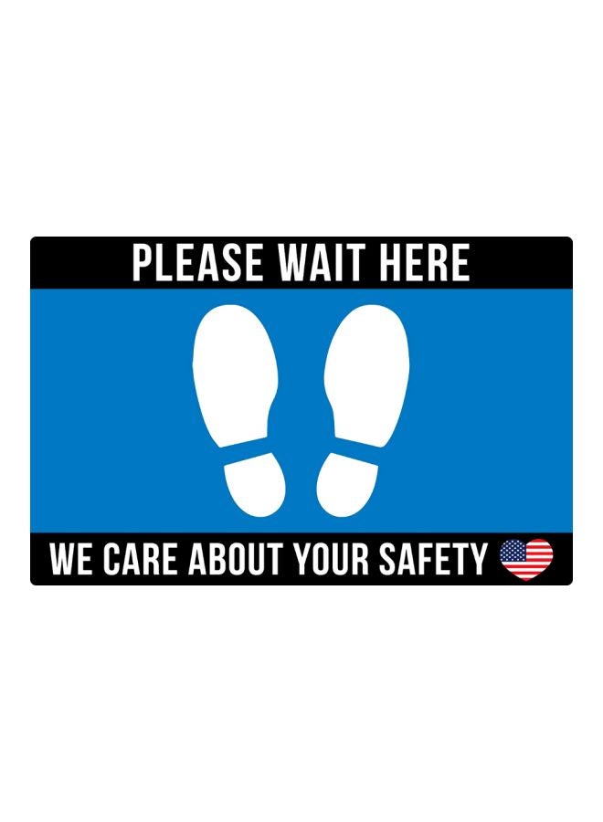 لافتة أرضية بطبعة عبارة Please Wait Here أزرق/أسود/أبيض 45.7x30.5سم - Image 1