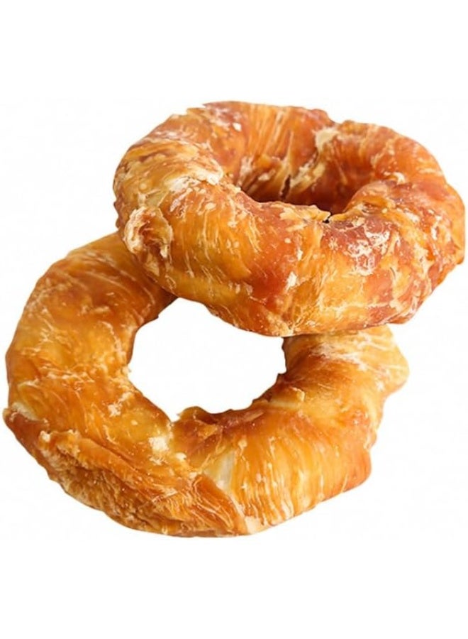 Mumoo Bear Dog Treats Long Lasting, Rawhide Chews for Dogs, Chicken Wrapped Rawhide Donuts, Chewy Snacks for Medium Large Dogs 4-Inch - Image 1