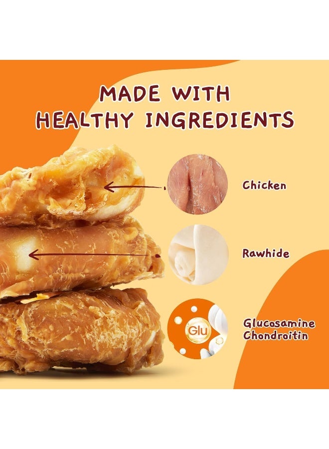 Mumoo Bear Dog Treats Long Lasting, Rawhide Chews for Dogs, Chicken Wrapped Rawhide Donuts, Chewy Snacks for Medium Large Dogs 4-Inch - Image 2