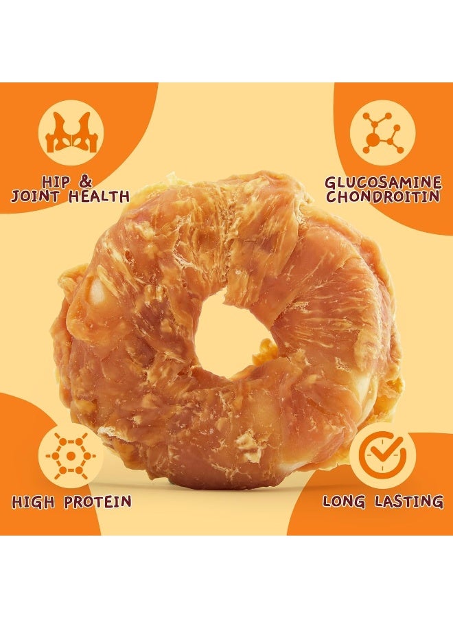 Mumoo Bear Dog Treats Long Lasting, Rawhide Chews for Dogs, Chicken Wrapped Rawhide Donuts, Chewy Snacks for Medium Large Dogs 4-Inch - Image 3