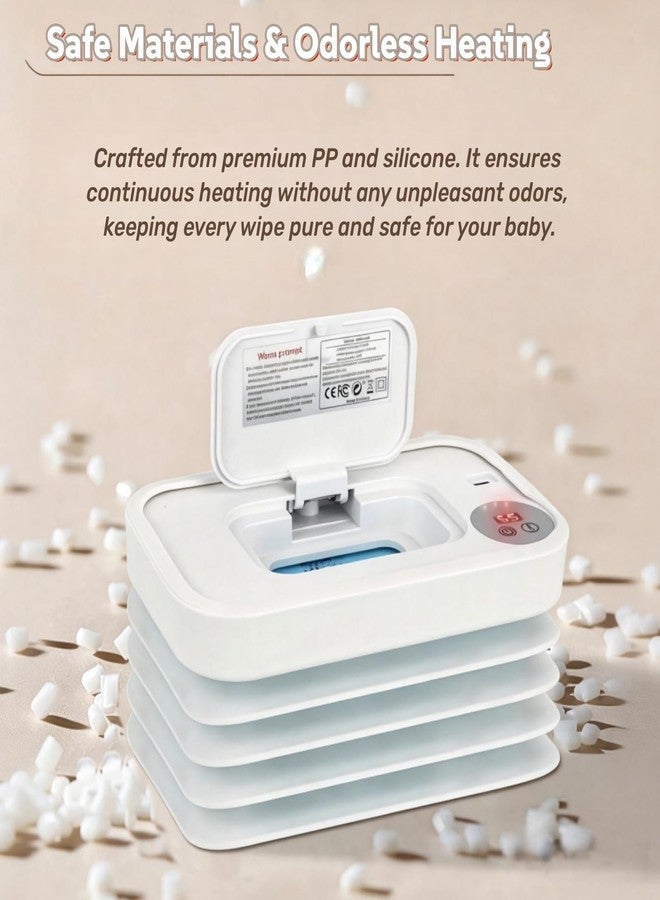 Wet Wipes Warmer, Wipe Warmer Cordless with 3 Adjustable Temperature, Foldable Portable USB Wipe Heater and Dispenser, Digital Display Space Saving Wipe Warmer with Lid for Home Outdoor Travel (White) - Image 5