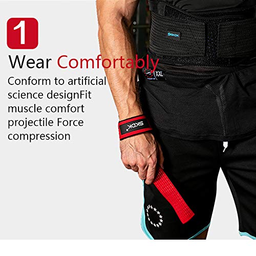 SKDK Cotton Hard Pull Wrist Lifting Straps Grips Band-Deadlift Straps with Neoprene Cushioned Wrist Padded and Anti-Skid Silicone - for Weightlifting, Bodybuilding, Xfit, Strength Training (Red) - Image 5