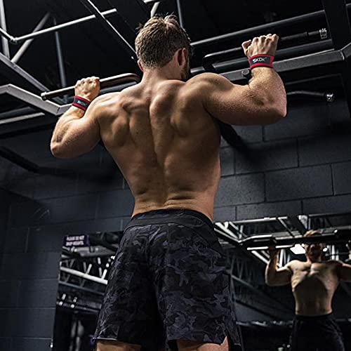 SKDK Cotton Hard Pull Wrist Lifting Straps Grips Band-Deadlift Straps with Neoprene Cushioned Wrist Padded and Anti-Skid Silicone - for Weightlifting, Bodybuilding, Xfit, Strength Training (Red) - Image 4