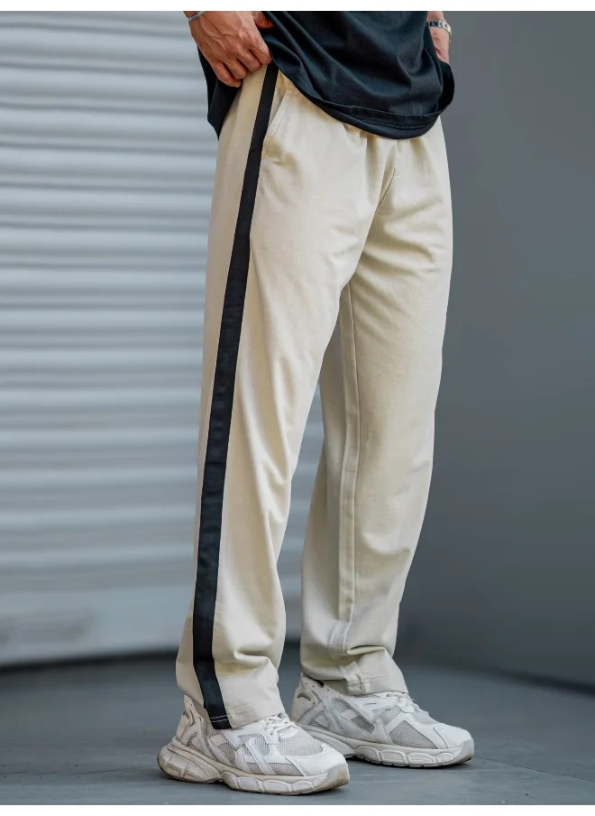 مانياك Maniac Mens ColorBlock Biscuit, Black Loopknit Trackpant