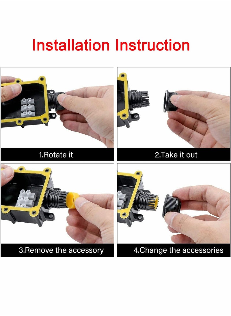 Y&D - 2pcs Waterproof IP68 External Junction Box Outdoor Wire Connectors 2 Way Plug Line M20 Coaxial Cable Connector Range 4 to 15mm - Image 1