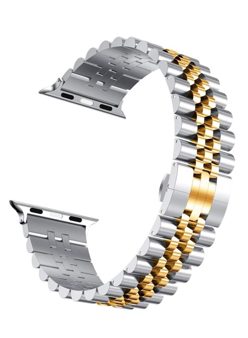 Compatible with Apple Watch Band 44mm 42mm 40mm 38mm Stainless Steel Heavy Band with Butterfly Folding Clasp Link Bracelet for Watch Series 6/SE Series 5/4/3/2/1 - Image 2