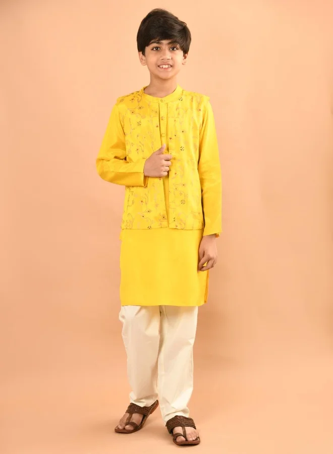 LILPICKS Printed Kurta Pajama Set with Nehru Jacket