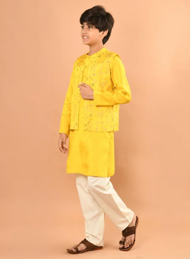LILPICKS Printed Kurta Pajama Set with Nehru Jacket