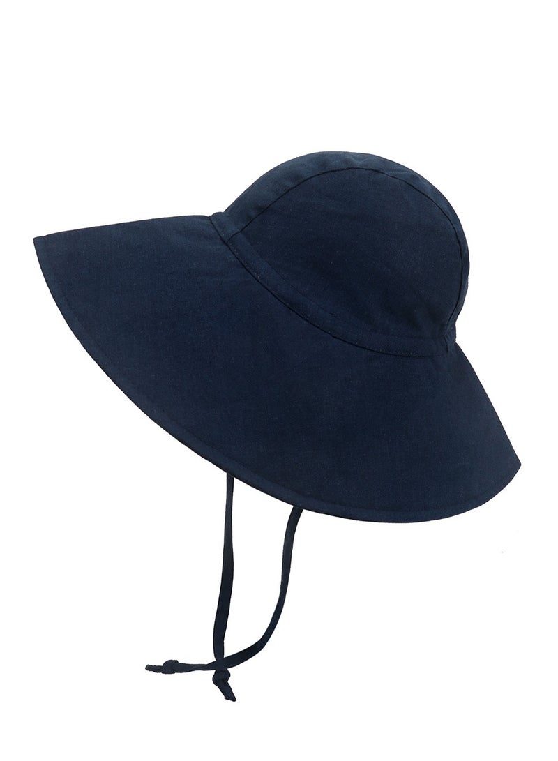 Children's Outdoor Sun Hat With Large Brim Dark Blue  - Image 2
