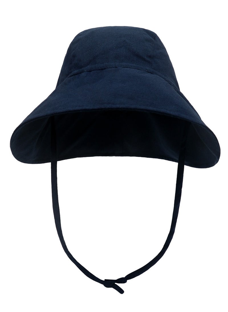 Children's Outdoor Sun Hat With Large Brim Dark Blue  - Image 1