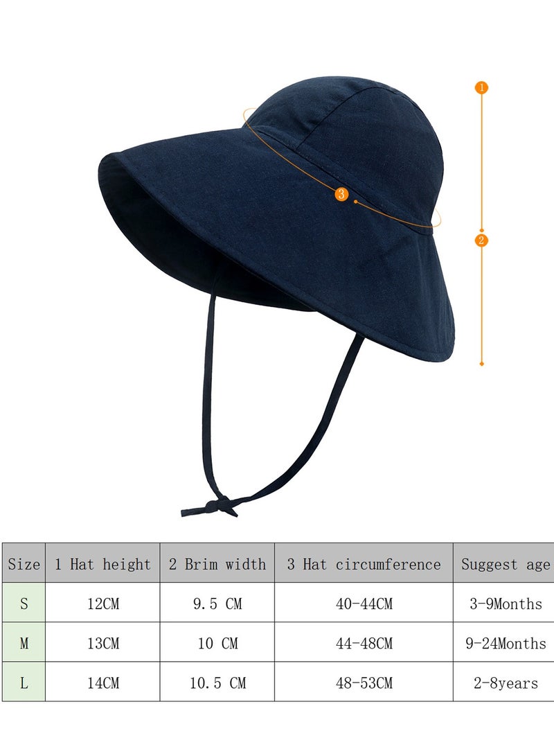 Children's Outdoor Sun Hat With Large Brim Dark Blue  - Image 3