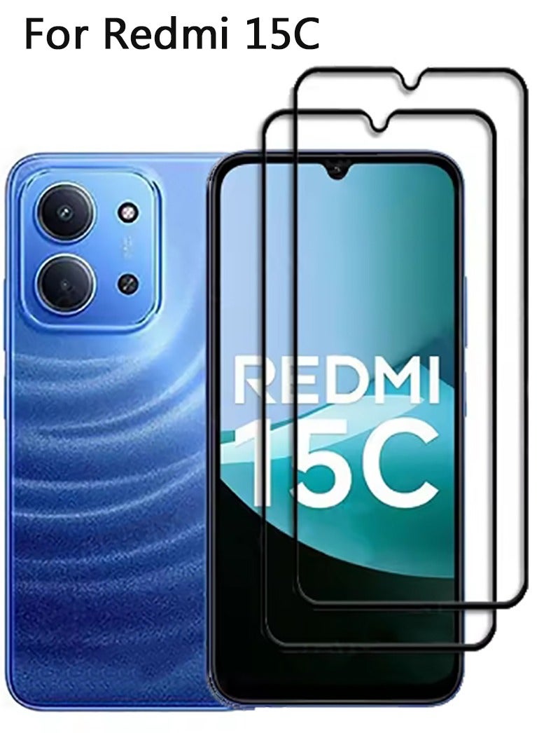 2 packs For Redmi 15C screen protector, HD hardness scratch-proof bubble-free and easy to install tempered glass screen protector - Image 1