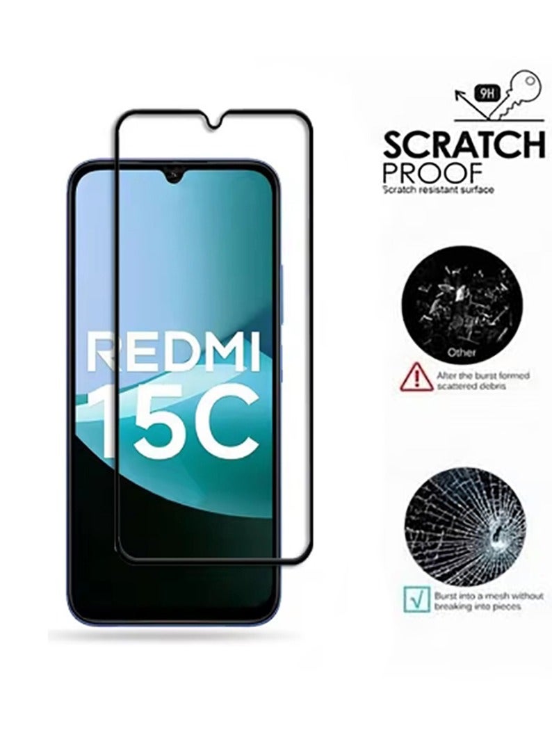 2 packs For Redmi 15C screen protector, HD hardness scratch-proof bubble-free and easy to install tempered glass screen protector - Image 3