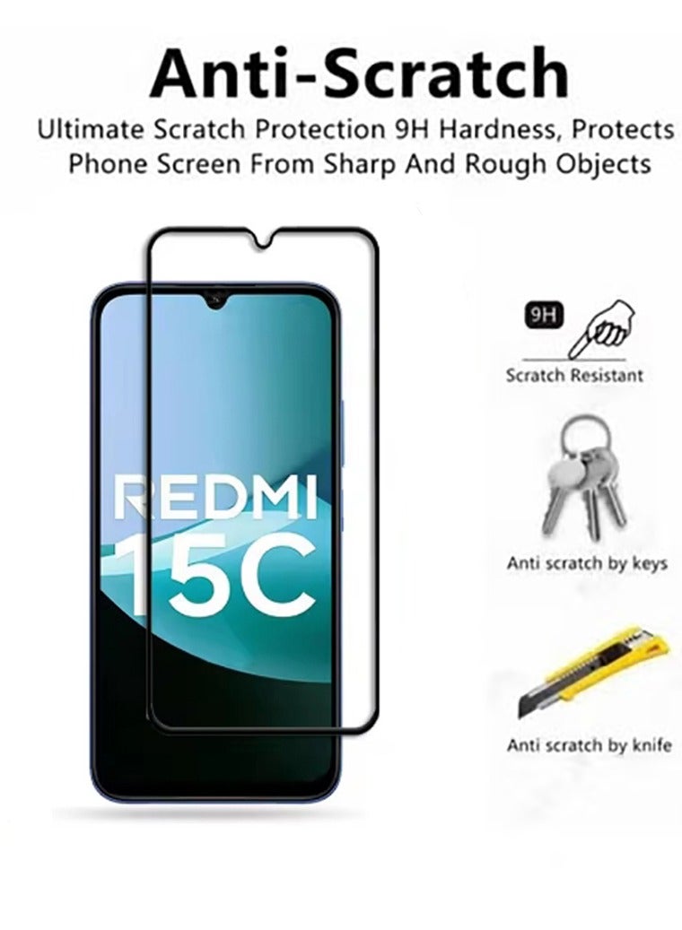 2 packs For Redmi 15C screen protector, HD hardness scratch-proof bubble-free and easy to install tempered glass screen protector - Image 4