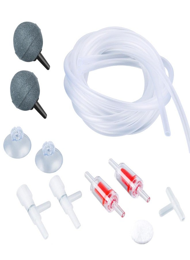 HITOP Aquarium Air Pump Accessories Kit: Standard 3/16" Air Tubing, Check Valves, Air Stones, Suction Cups, Regulating Valves, Connector, Suitable for Common Fish Tank Air Pumps - Image 1