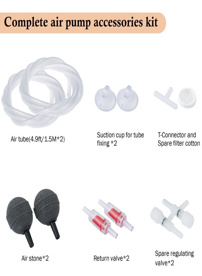 HITOP Aquarium Air Pump Accessories Kit: Standard 3/16" Air Tubing, Check Valves, Air Stones, Suction Cups, Regulating Valves, Connector, Suitable for Common Fish Tank Air Pumps - Image 2