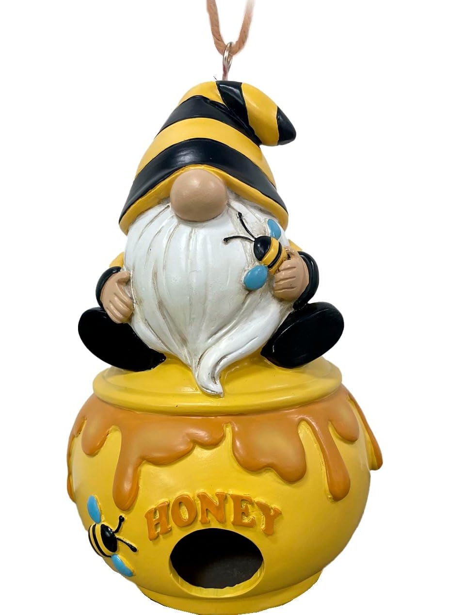 Spoontiques Spoontiques Bee Gnome Birdhouse  Garden Dcor  Decorative Bird House for Yard and Garden Decoration 