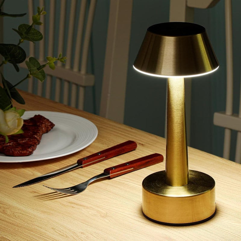 Rossesay 2 Pcs Rechargeable Cordless Small Table Lamp with Touch Sensor Portable Battery Operated Lamp 3 Color Stepless Dimming Gold LED Bedside Night Light for Kids Nursery Bedroom Restaurant Patio - Image 5