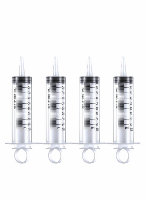 4 Pack 100 ml Large Plastic Syringe - Versatile Measuring Tools for Scientific Labs, Dispensing, and More
