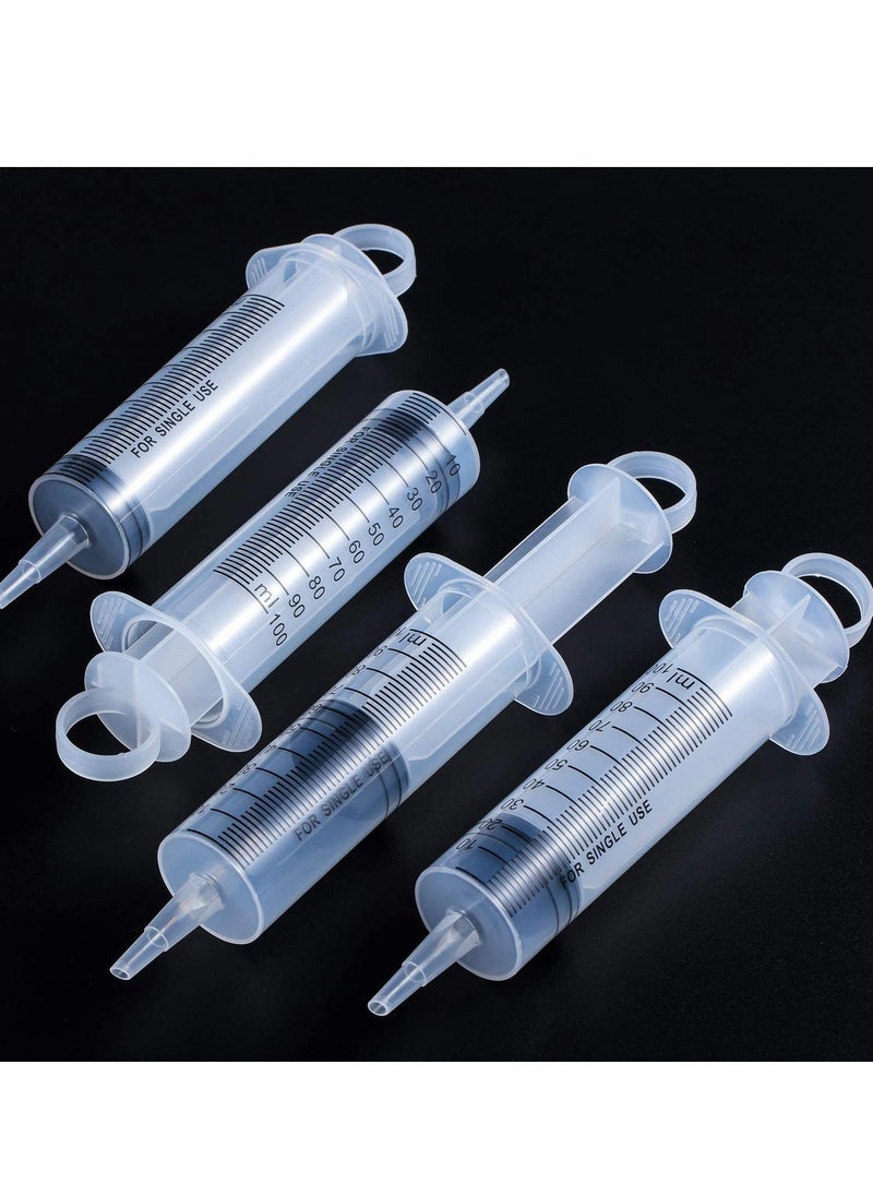 4 Pack 100 ml Large Plastic Syringe - Versatile Measuring Tools for Scientific Labs, Dispensing, and More