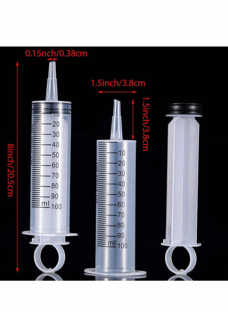 4 Pack 100 ml Large Plastic Syringe - Versatile Measuring Tools for Scientific Labs, Dispensing, and More