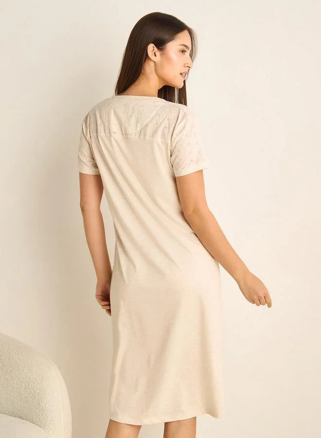 Splash FAV Schiffli Detail Dress with V-neck