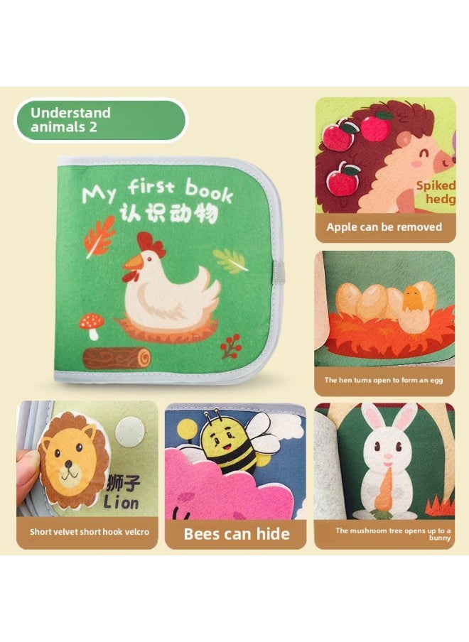 Manufacturers Supply Baby Early Education Cloth Book Tear Baby Three-dimensional Mute Cloth Book Hook And Loop Two-in-one Toy-Color:667-2 Scene Hands-on Big Cloth Book (animal 118g)-Specifications:Support Tagging  - Image 1