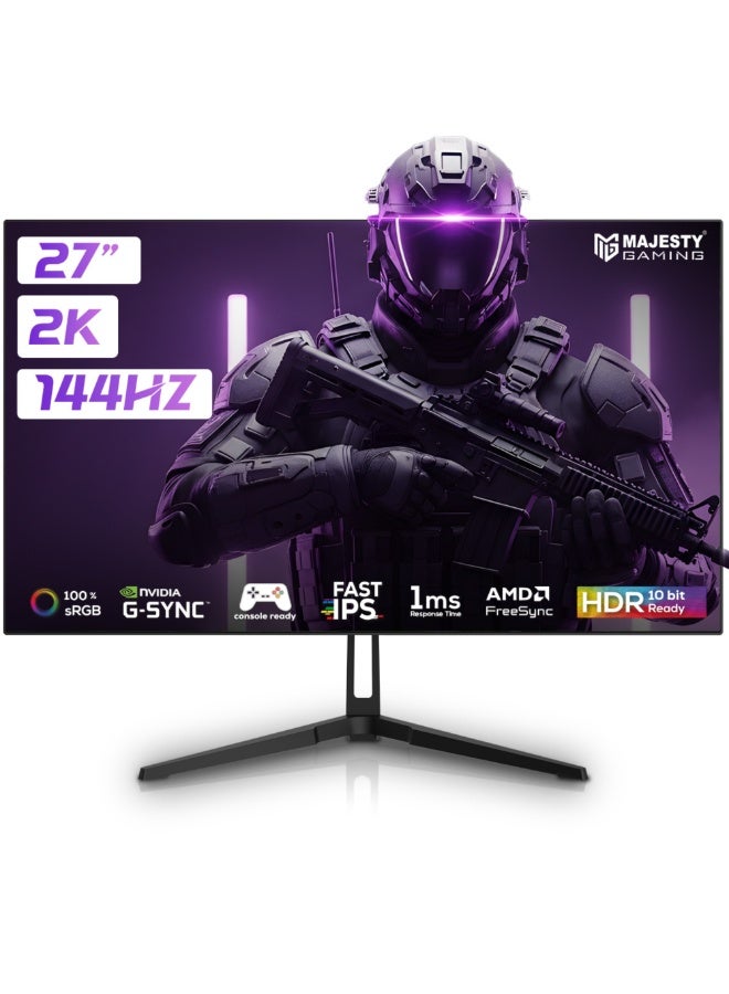 ماجيستي شاشة ألعاب ماجيستي 27 بوصة 2K QHD | 144Hz | 1ms | FAST IPS | HDR400 | G-SYNC & FreeSync | HDMI | DisplayPort | VESA - Image 1