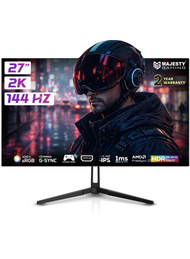 ماجيستي شاشة ألعاب ماجيستي 27 بوصة 2K QHD | 144Hz | 1ms | FAST IPS | HDR400 | G-SYNC & FreeSync | HDMI | DisplayPort | VESA - Image 2